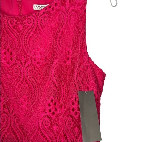 Eva Mendes NY & Co. Pink Sleeveless Embroidered Lace Fit & Flare Dress Size 8 - Picture 5 of 7